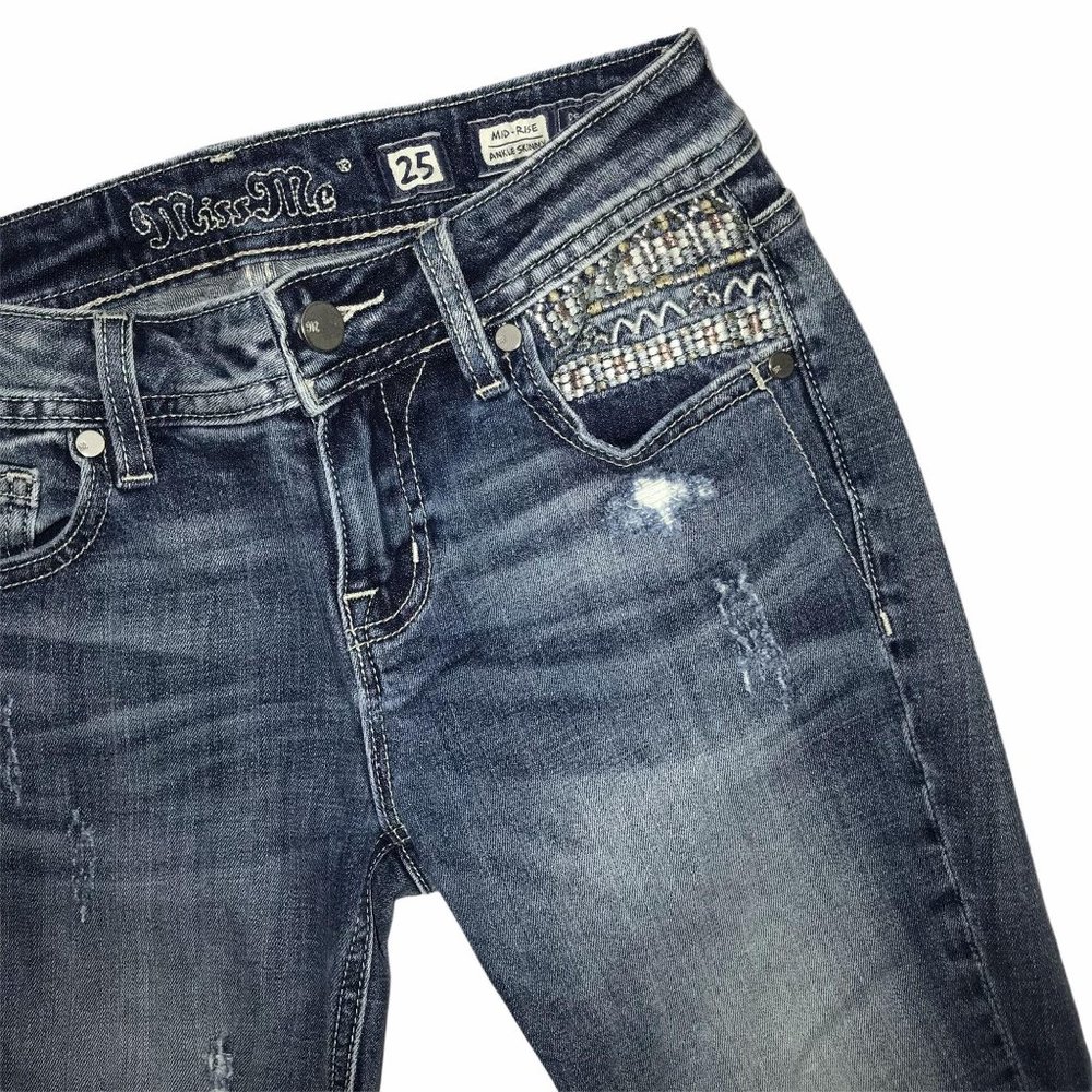 Miss Me Distressed Medium Skinny Ankle Jeans 25 23 - Picture 5 of 12